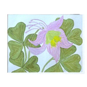 Painting Watercolor Flower Columbine Pink Purple 11x14 & Mat 16x20 Original Art
